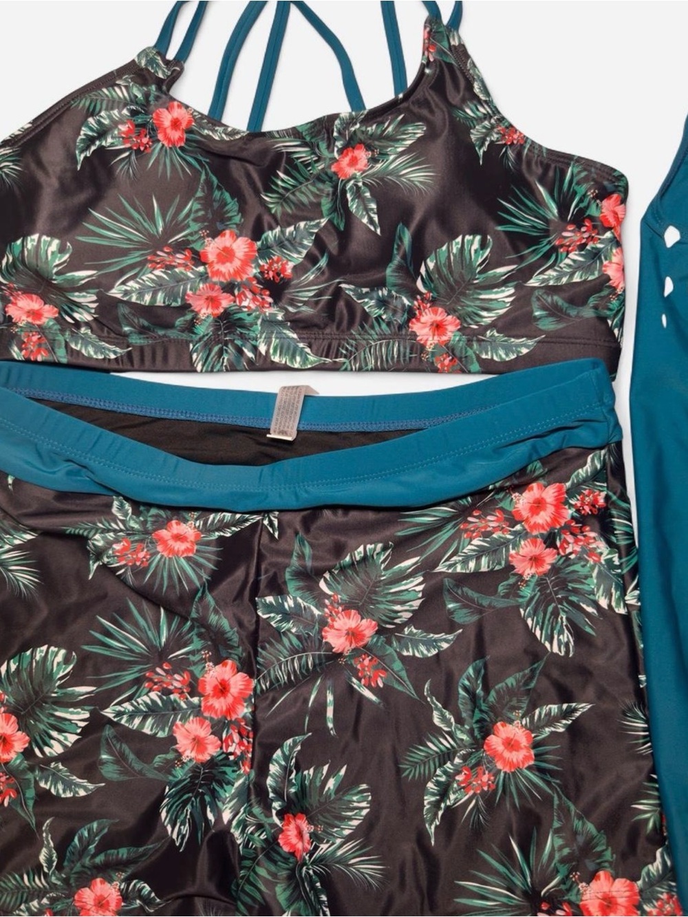 Holipick Tropical Floral 3-Piece Tankini Swimsuit Set NWT Size L - Picture 2 of 8